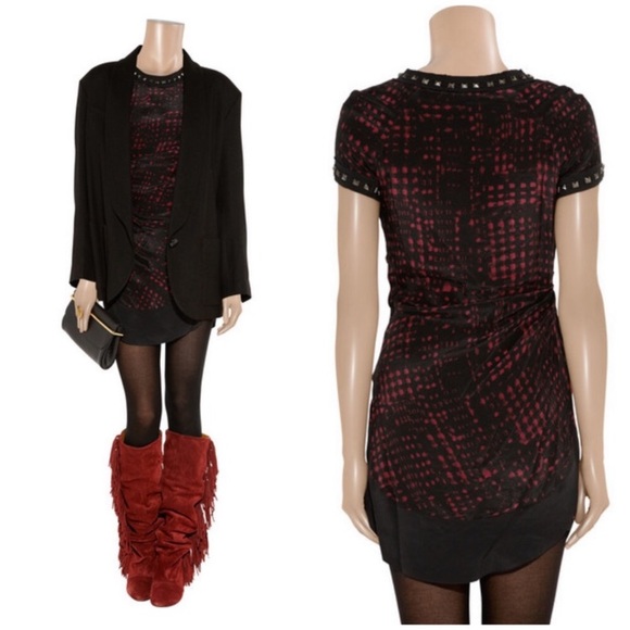 Isabel Marant Etoile Trash Rouge Silk Dress Sz. 1 - Picture 7 of 16